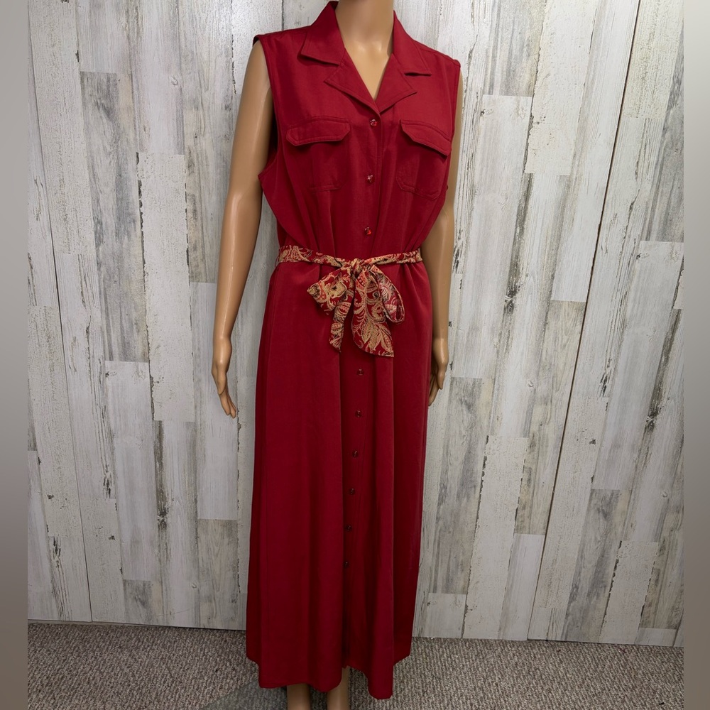 Emma‎ James Plus Size Sleeveless Rust Button Front Midi Shirt Dress